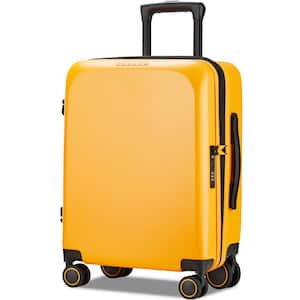 20 in. Yellow Carry On Luggage Spinner Wheels Expandable Hard Side Travel Luggage Rolling Suitcase TSA Approved