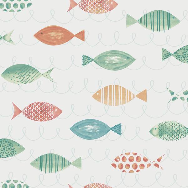 Chesapeake Key West Aqua Fish Aqua Wallpaper Sample