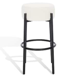 Paisleigh Metal Leg 30 in. Ivory Pine Wood Barstool with Boucle