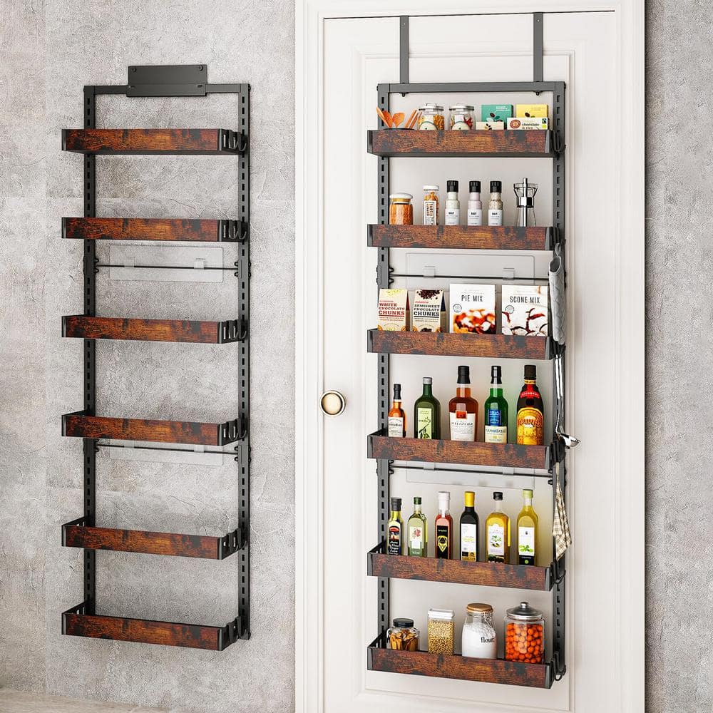 Numhew 6-Shelf Black and Brown Over the Door Pantry Organizer