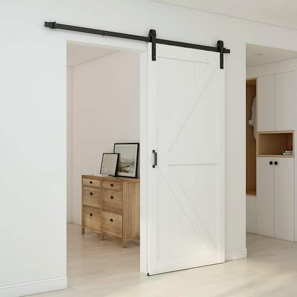 Nivencai 36 in. x 84 in. White PVC Film Finished Solid Core Wood Barn Door Slab, Hardware Kit Not Include