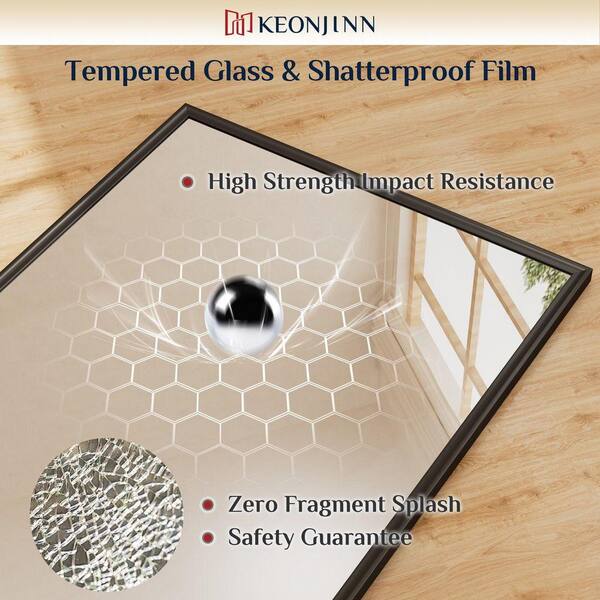 KeonJinn 24 in. W x 36 in. H Stainless Steel Retangular Framed