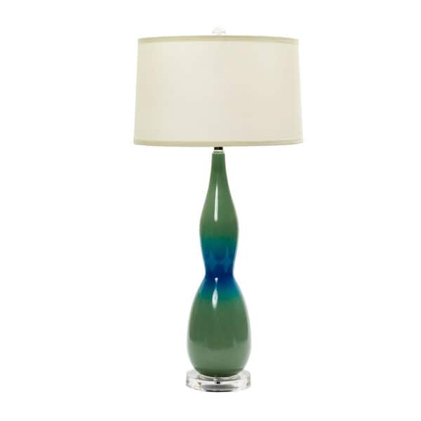 Fangio Lighting 33 in. Ocean Spray and Turquoise Crackle Ceramic Table Lamp