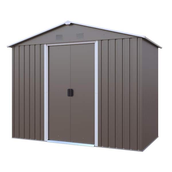 8 ft. W x 4 ft. D Outdoor Metal Shed with Window and Metal Foundation (32 sq. ft. )