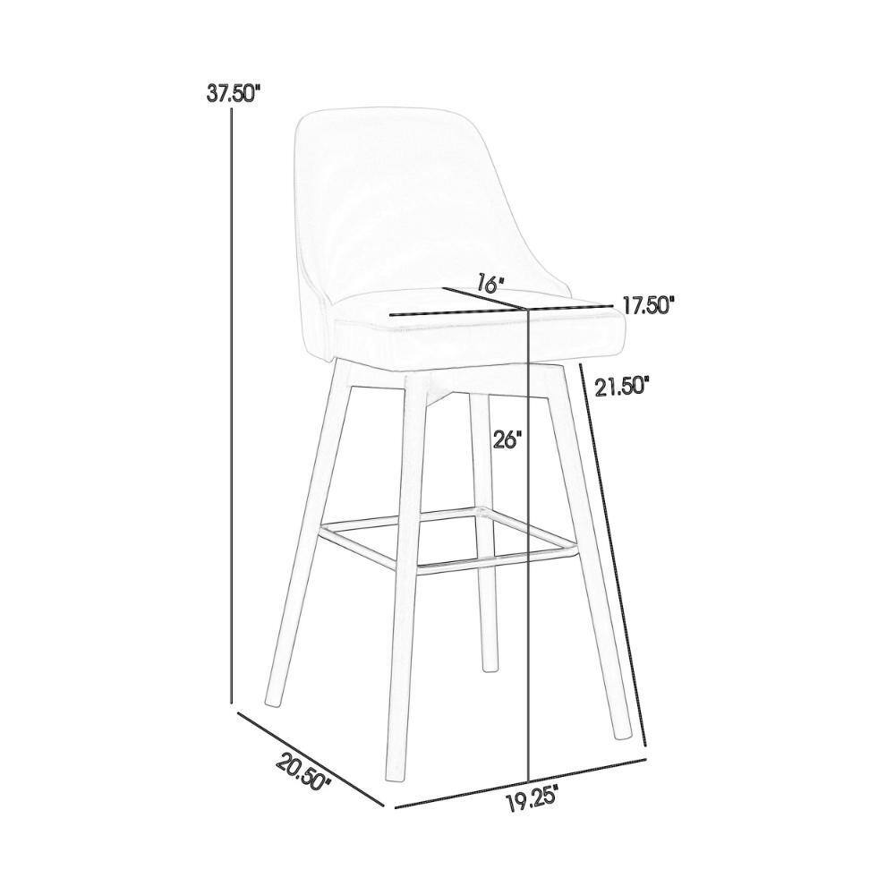 Cream Faux Leather Swivel Counter Stool with Brown Wood Legs