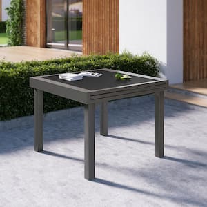 Dark Gray Aluminum Outdoor Dining Table with Extension