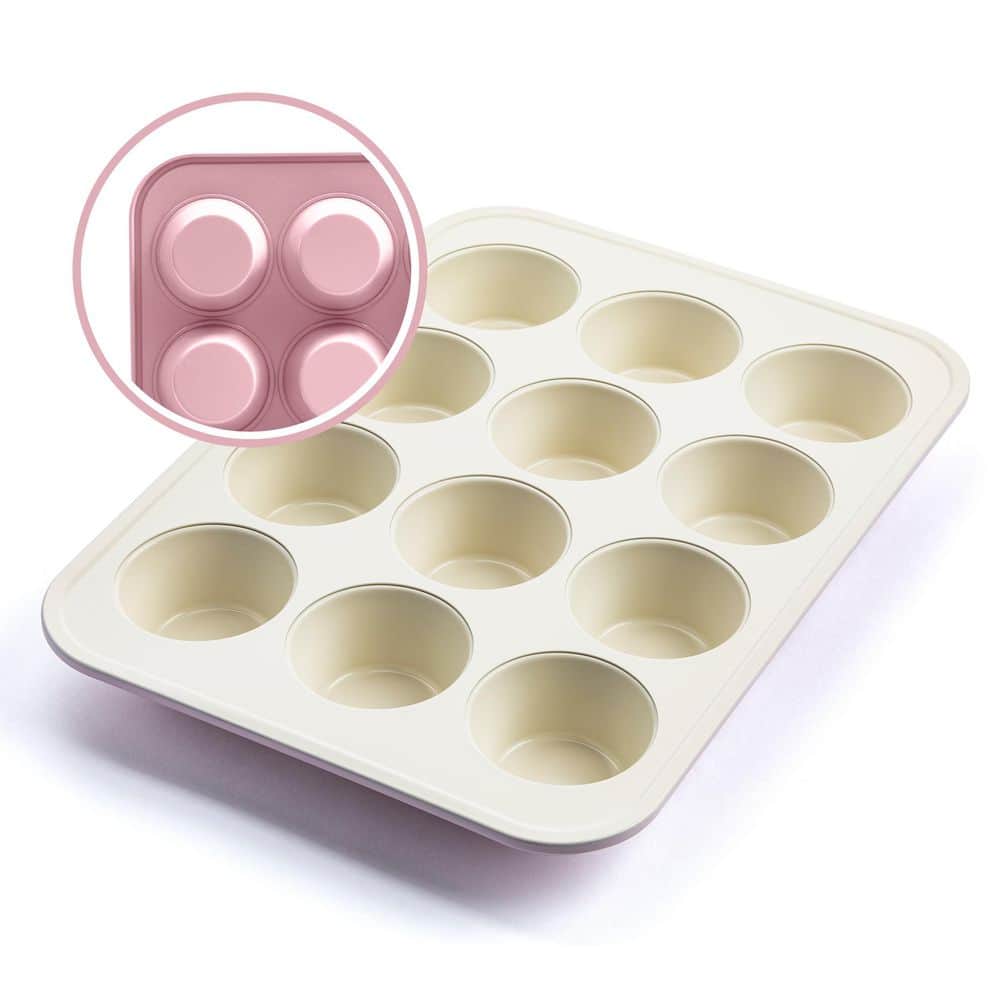Pink Jumbo Nonstick Ceramic 12-Cup Muffin Pan