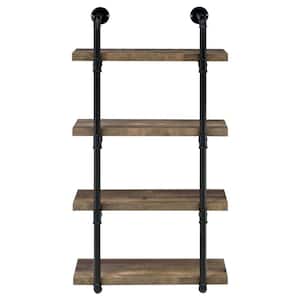 23.50 in. W x 11.50 in. D Brown Particle Board 4-Tier Decorative Wall Shelf and Floating Shelf-2 Brackets