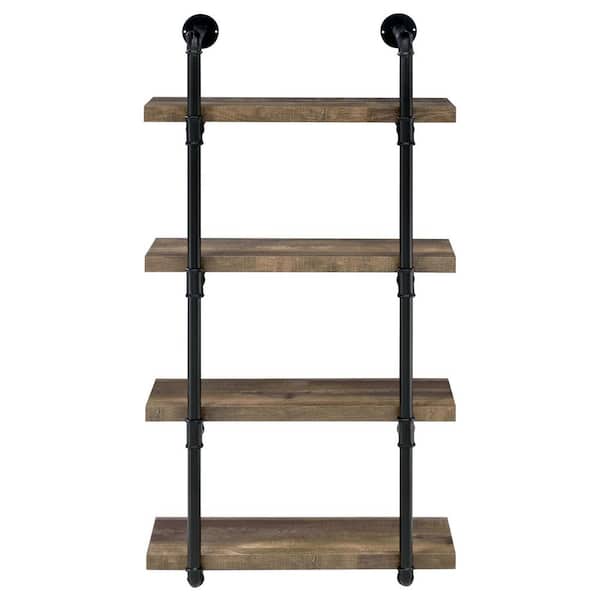 23.50 in. W x 11.50 in. D Brown Particle Board 4-Tier Decorative Wall Shelf and Floating Shelf-2 Brackets