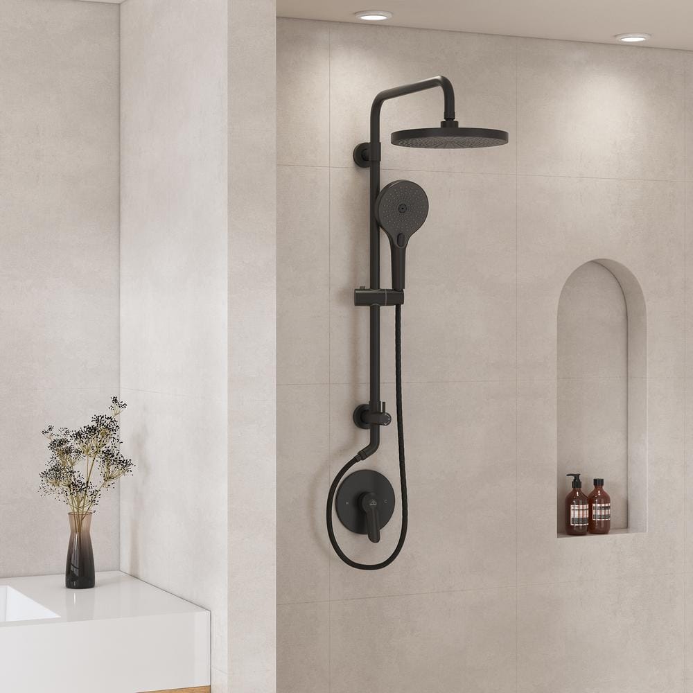 2-Spray 10 in. Dual Shower Head and Handheld Shower Head Wall Mount 1.8 GPM