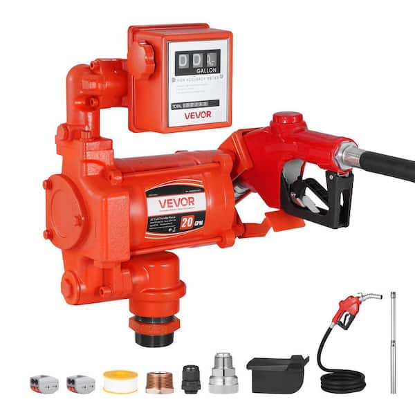 Fuel Transfer Pump 110V, 20 GPM 76 L/min, AC Electric Oil Transfer Pump, with Meter, Auto Shut-Off Fuel Nozzle