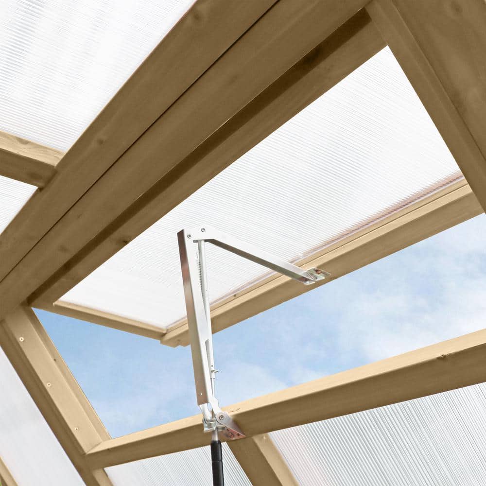 Meridian 6.7' x 7.8' Beige Cedar Walk-In Greenhouse
