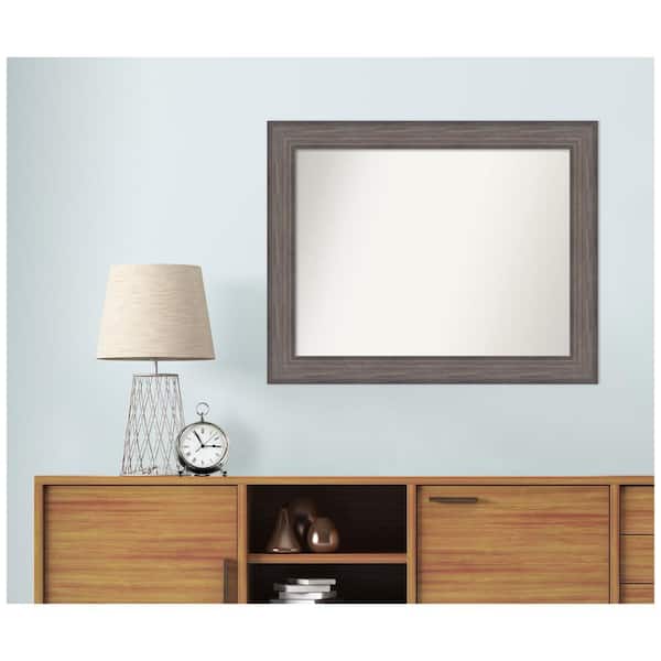 Amanti Art Medium Rectangle Distressed Brown Modern Mirror (27.25 in. H x 34.25 in. W)