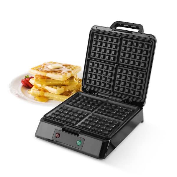 Unbranded AEA-765, Extra Deep 4-Slice Belgian Waffle Maker, 1300W, Auto Thermostat, Non-Stick Plates, Stainless Steel