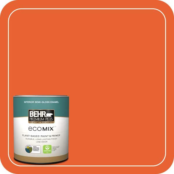 1 qt. #210B-7 Flame Semi-Gloss Enamel EcoMix Plant-Based Interior Paint & Primer