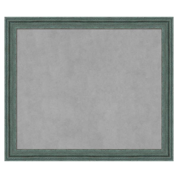 Upcycled Teal Grey 27 in. x 23 in Framed Magnetic Board