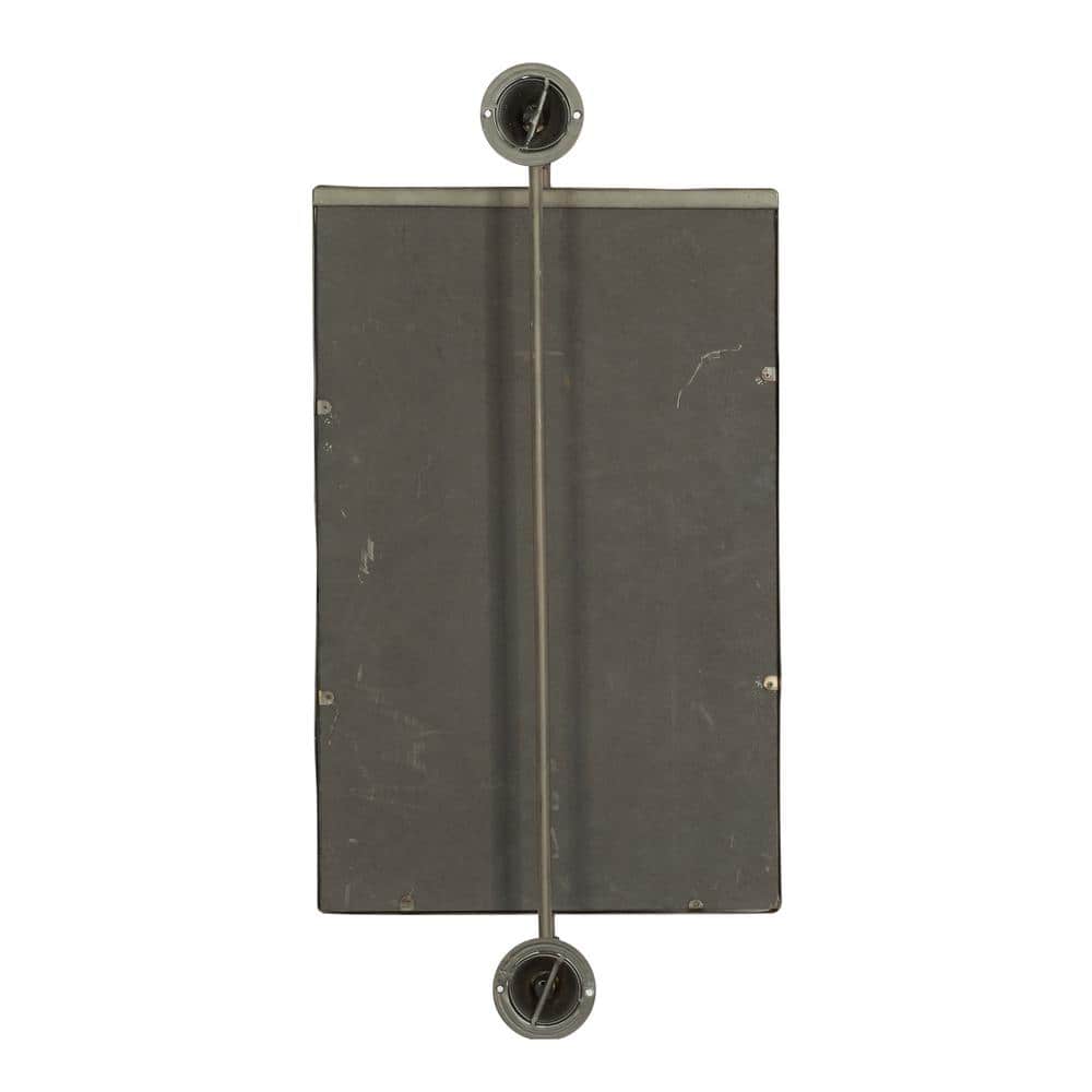 Industrial Black Rectangular Wall Mirror with Pull Handle