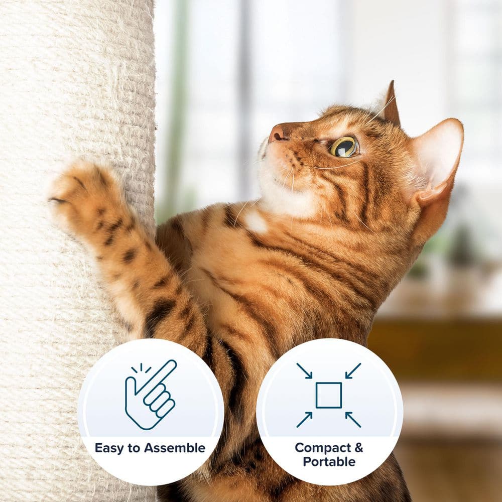 White Plush Cat Hammock with Sisal Scratching Posts