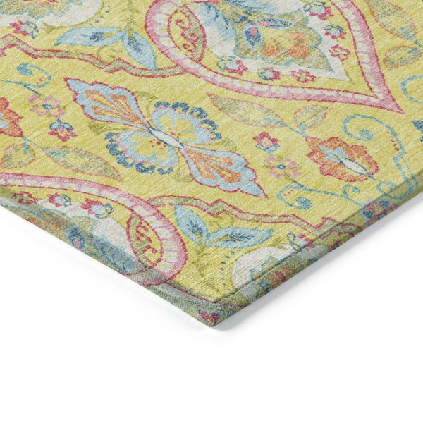 Chantille Machine Washable Indoor/Outdoor Abstract ACN2207 Yellow 8 ft. x 10 ft. Area Rug