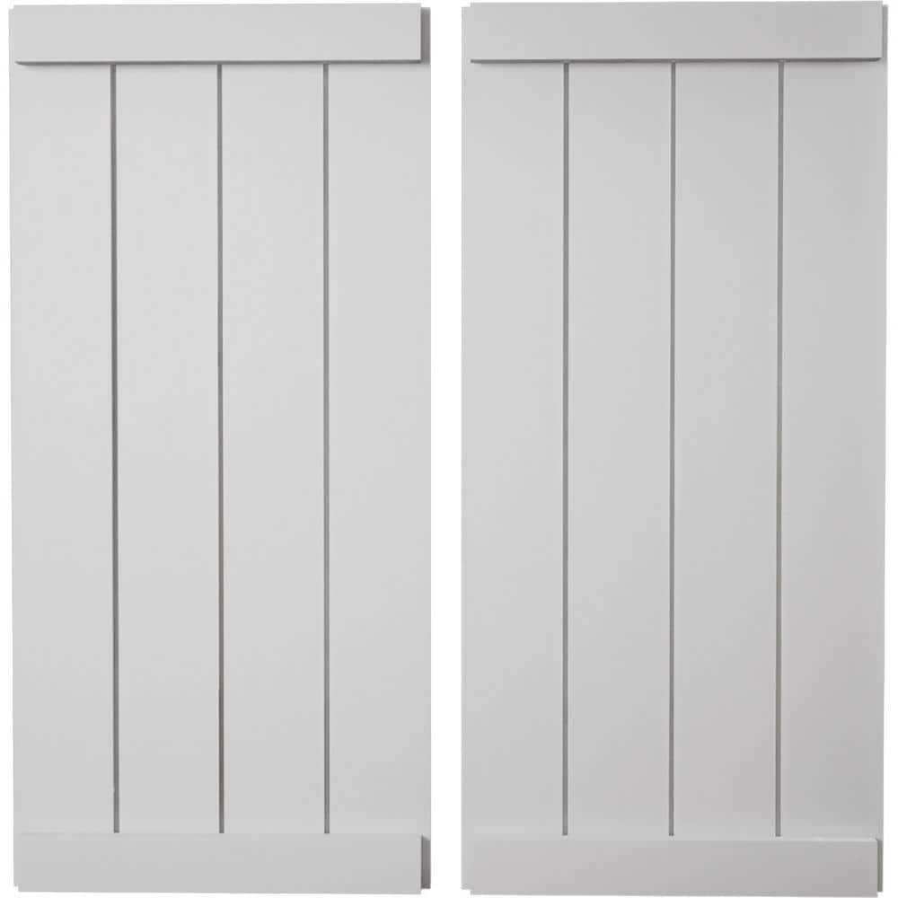 22 in. x 68 in. Timberthane Polyurethane 4-Board Joined Board-n-Batten Smooth Faux Wood Shutters, End Batten Pair price history on PriceWatchPro