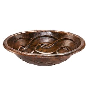 Self-Rimming Oval Braid Hammered Copper Bathroom Sink in Oil Rubbed Bronze