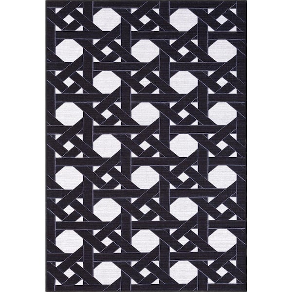 Parker Black 4 ft. x 6 ft. Geometric Polypropylene Area Rug