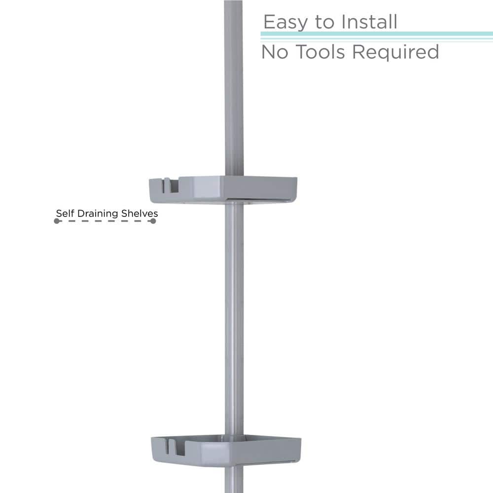 Gray Metal 4-Tier Tension Corner Shower Organizer Caddy