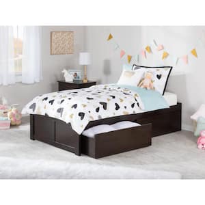 Concord Espresso Twin Platform Bed with Flat Panel Foot Board and 2-Urban Bed Drawers
