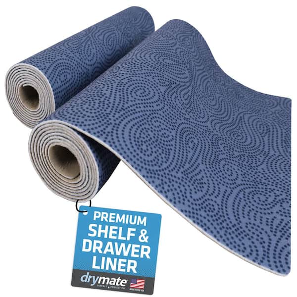 Drymate Premium Borage Blue 0.13 in. D x 12 in. H x 59 in. L Solid Slip Resistant Drawer and Shelf Liner (2- Pack)