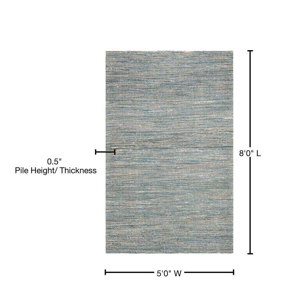 Handmade Marbella Round Blue/Ivory Wool Blend Area Rug, 5' x 8'