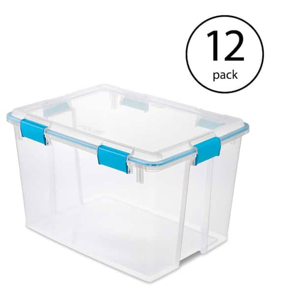 Sterilite 12 Qt Plastic Storage Bin Container Clear Gasket Sealed