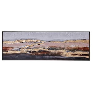 1- Panel Geode Foiled and Brushstrokes Framed Wall Art with Gold Frame 20 in. x 59 in.