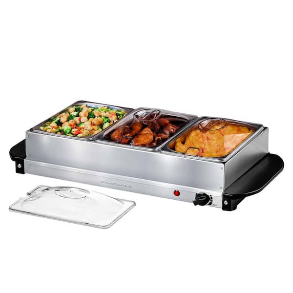 OVENTE Electric Buffet Server and Food Warmer with 3 1.5 Qt. Pan and  Stainless Steel Warming Tray FW173S - The Home Depot