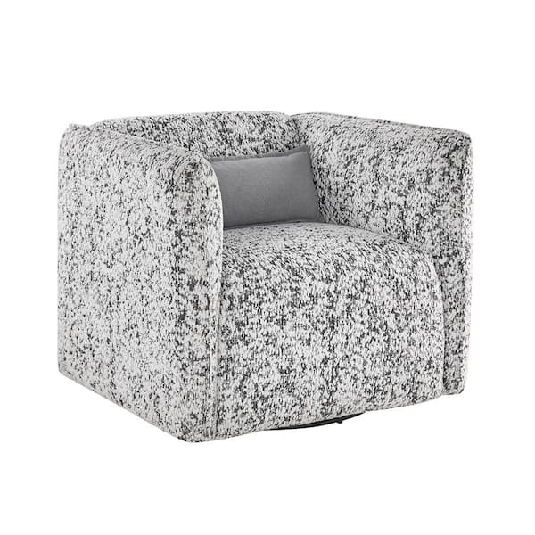 Lazzara Deanna Jacquard Fabric Upholstery Swivel Arm Chair in Gray Color