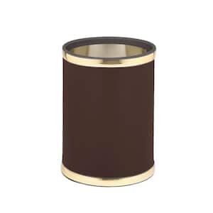 Sophisticates 8 Qt. Brown and Polished Brass Round Waste Basket