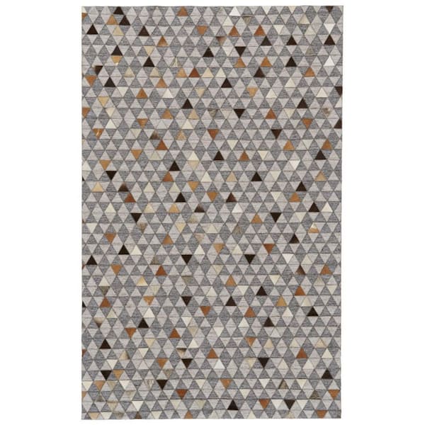 2 ft. x 8 ft. Gray, Ivory Geometric Area Rug