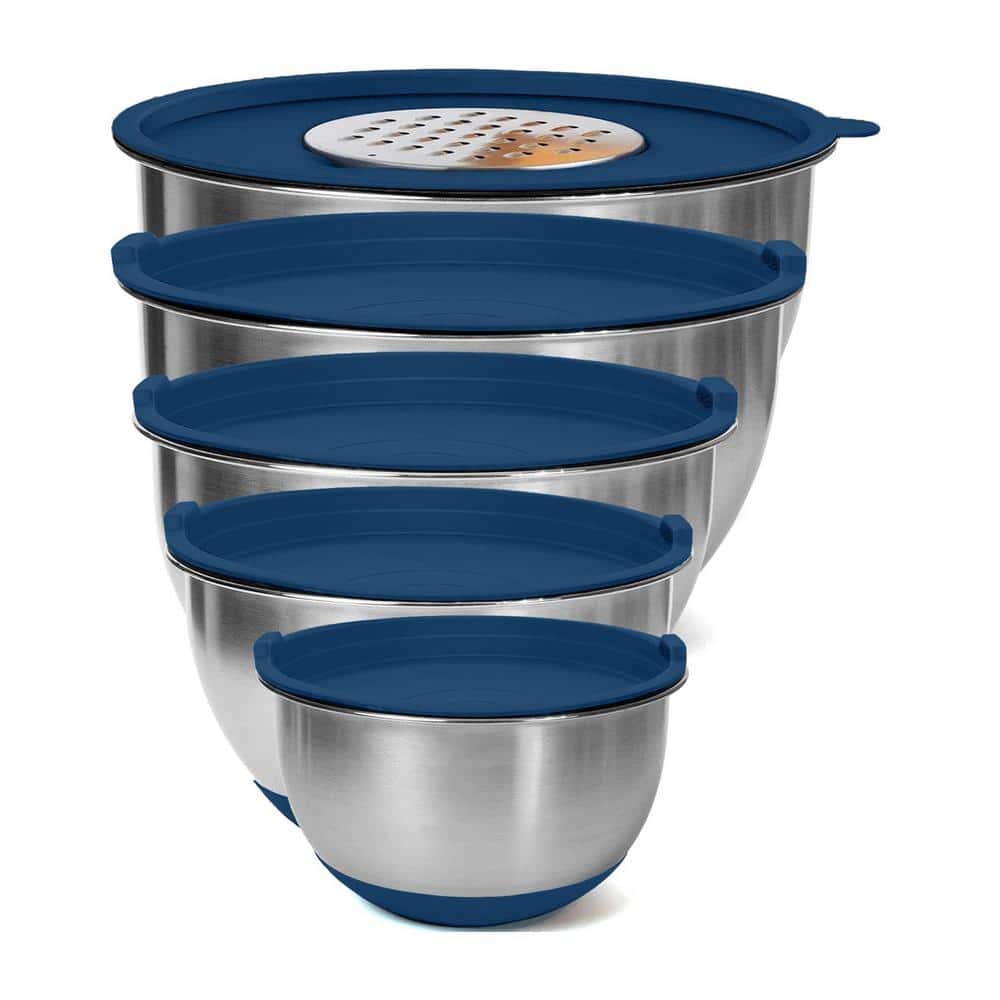 Adrinfly Precise 5-Piece Stainless Steel Blue Mixing Bowl Set with Airtight Lid SNPH003IN608 - The Home Depot Adrinfly Precise 5-Piece Stainless Steel Blue Mixing Bowl Set with Airtight Lid SNPH003IN608 - The Home Depot