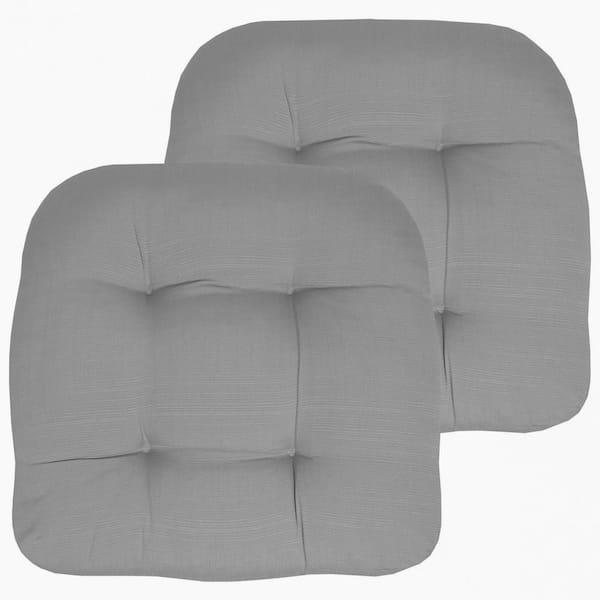 Sweet Home Collection 19 in. x 19 in. x 5 in. Solid Tufted Indoor/Outdoor Chair  Cushion U-Shaped in Silver (2-Pack) PATIO-SIL-2PK - The Home Depot