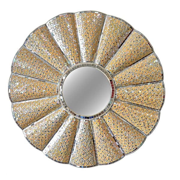 Manor Brook Medium Oval Yellow Modern Mirror (34 in. H x 34 in. W)