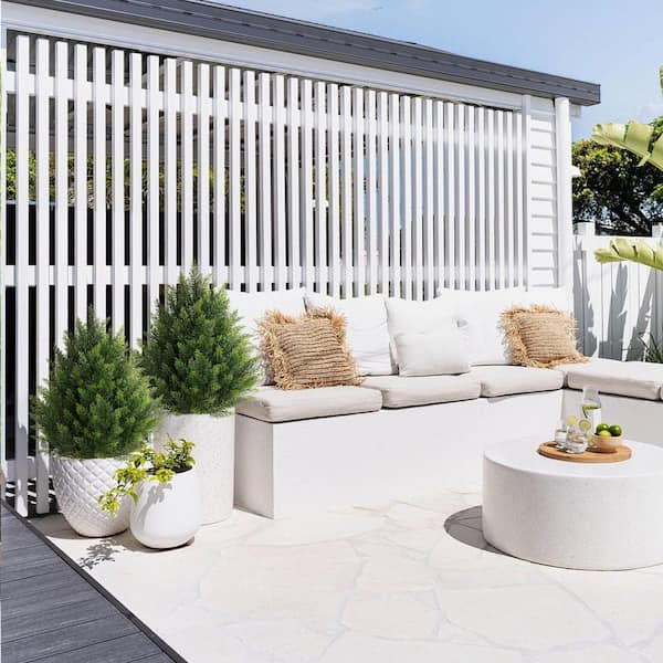 2 ft. Artificial Cedar Topiary Trees Indoor/Outdoor Faux Cedar Topiary Plants in Pots Greenery Home Decor (Set of 2)