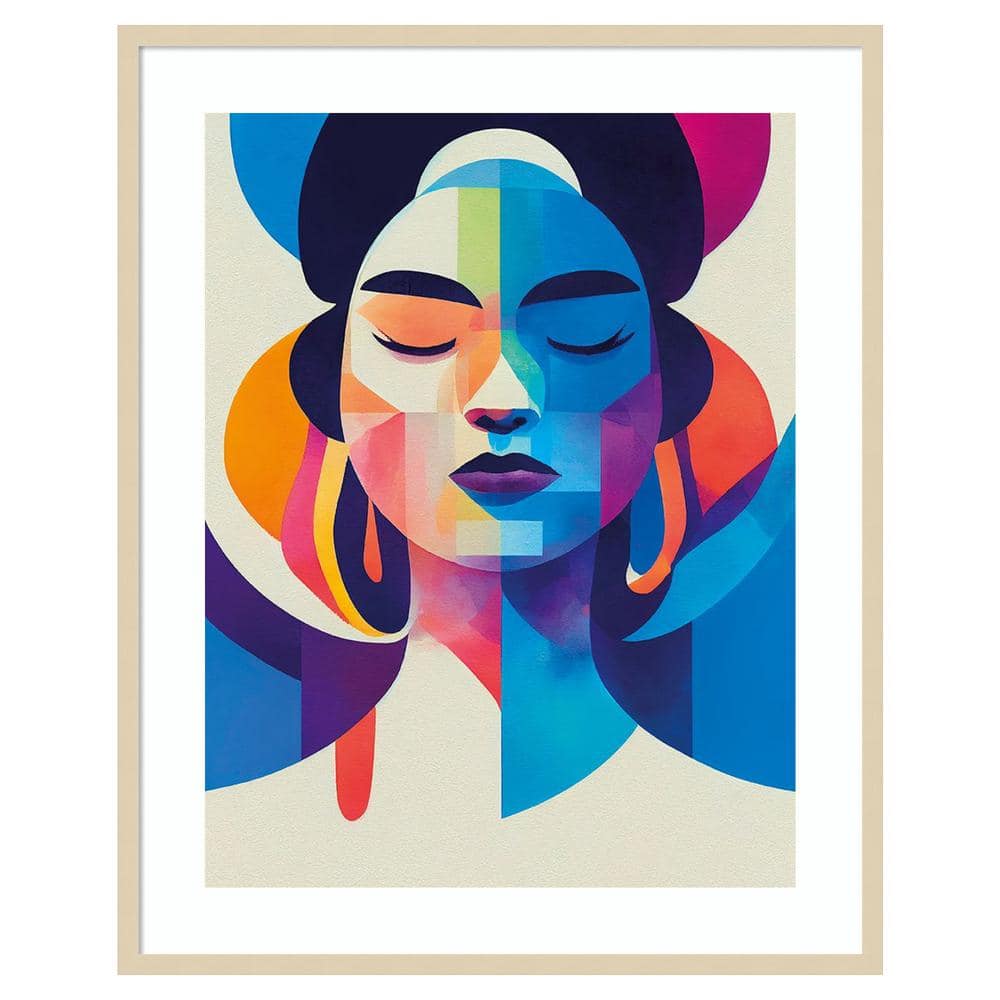 Colorful Portrait Abstract Cubism Framed Wall Art Print