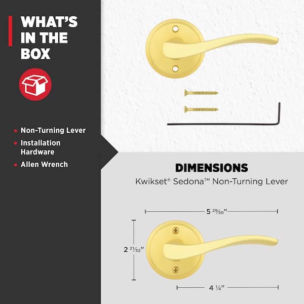 Kwikset Sedona Satin Brass Right-Handed Half Dummy Door Handle