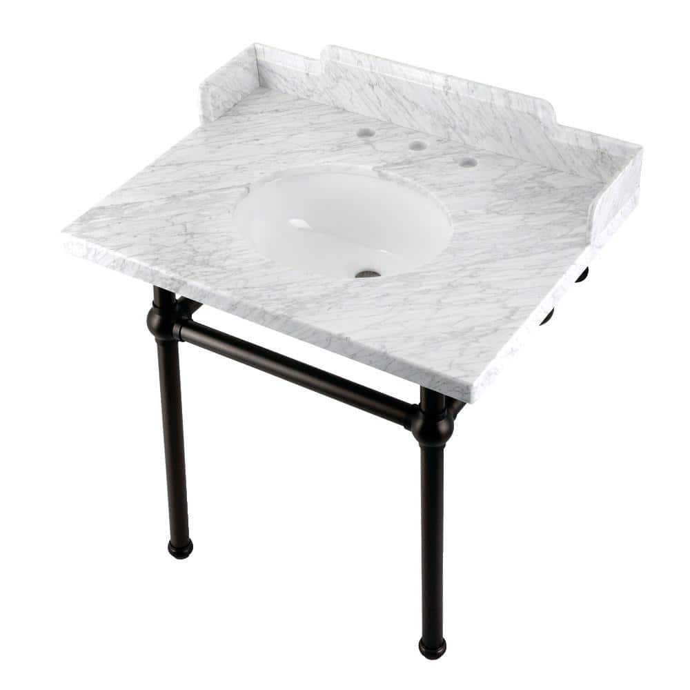 Kingston Brass Fauceture 30 in. Marble Console Sink Set with Brass Legs