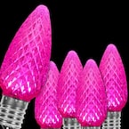 OptiCore C9 LED Pink Faceted Christmas Light Bulbs (25-Pack)