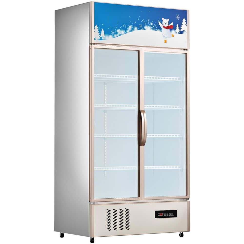 23 cu. ft. Commercial Refrigerator Upright Beverage Cooler with Glass Door and LED Light for Home Store Gym in Silver