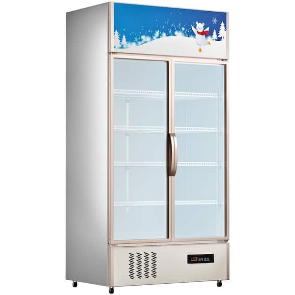 23 cu. ft. Commercial Refrigerator Upright Beverage Cooler with Glass Door and LED Light for Home Store Gym in Silver