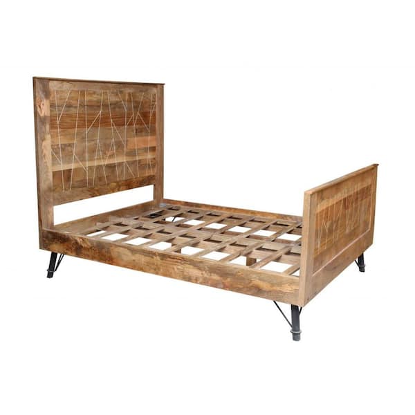 HomeRoots Shelly Natural Tones Queen Bed with Slat Headboard