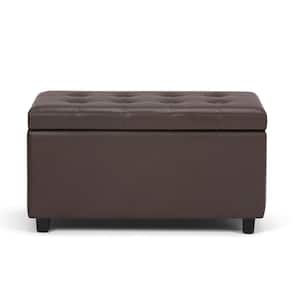 Cosmopolitan 34 in. Wide Transitional Rectangle Storage Ottoman in Chocolate Brown Faux Leather