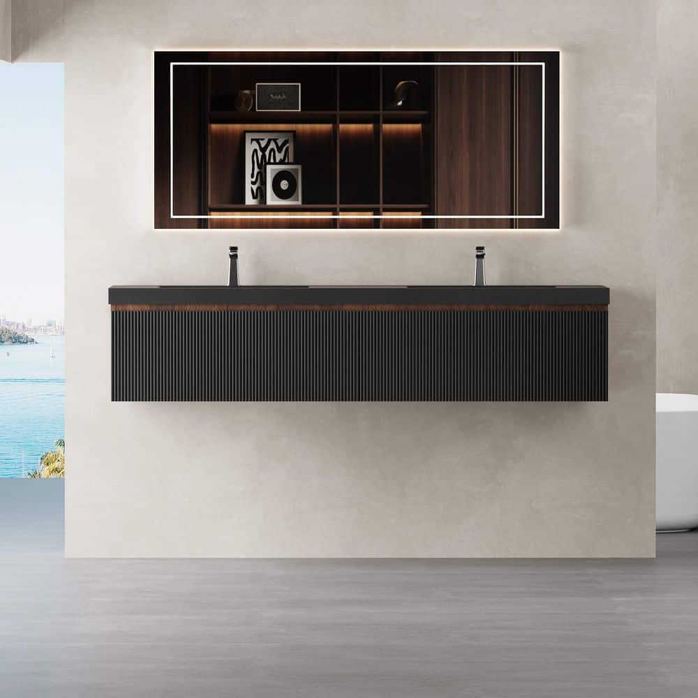 72 in. Wall-Mounted Bath Vanity Modern Double Sink Floating Bathroom Vanity