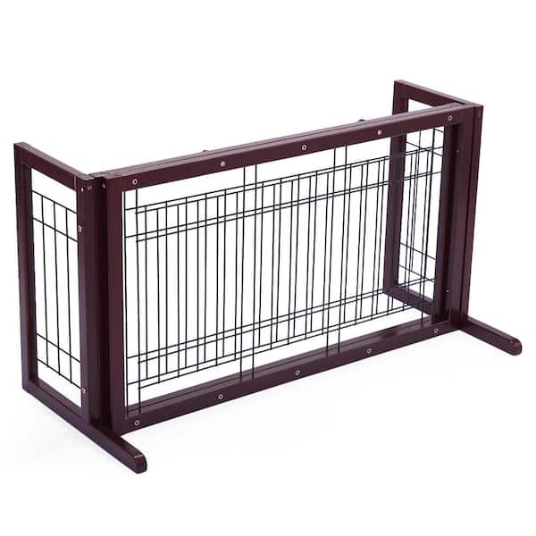 Unbranded Wood Freestanding Pet Gate Dog Gate Adjustable Width 40"-71", Barrier for Stairs Doorways Hallways, Puppy Safety Fence